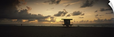 Silhouette of a lifeguard hut on the beach South Beach Miami Beach Miami Dade County Florida