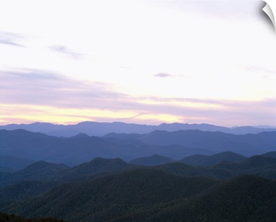 Silhouette of a mountain range at dawn, Cherokee, Swain County, North Carolina