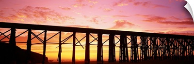 Silhouette of a railway bridge, Fort Bragg, California