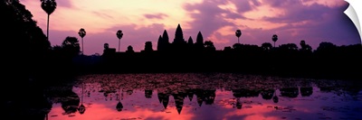 Silhouette of a temple at dusk, Angkor Wat, Siem Reap, Angkor, Cambodia