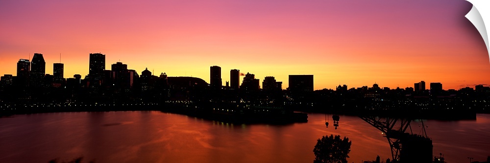 Silhouette of buildings at dusk, Montreal, Quebec, Canada