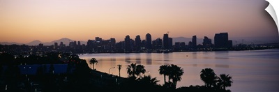 Silhouette of buildings at the waterfront, San Diego, San Diego Bay, San Diego County, California