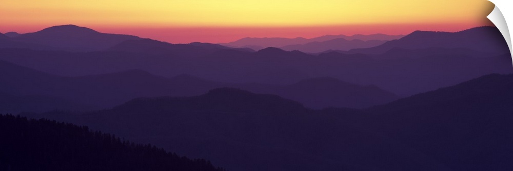 Silhouette of mountains at dawn, Clingman's Dome, Great Smoky Mountains National Park, North Carolina