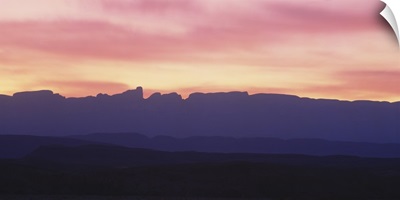 Silhouette of mountains at dawn, Sierra Del Carmen Mountains, Big Bend National Park, Texas