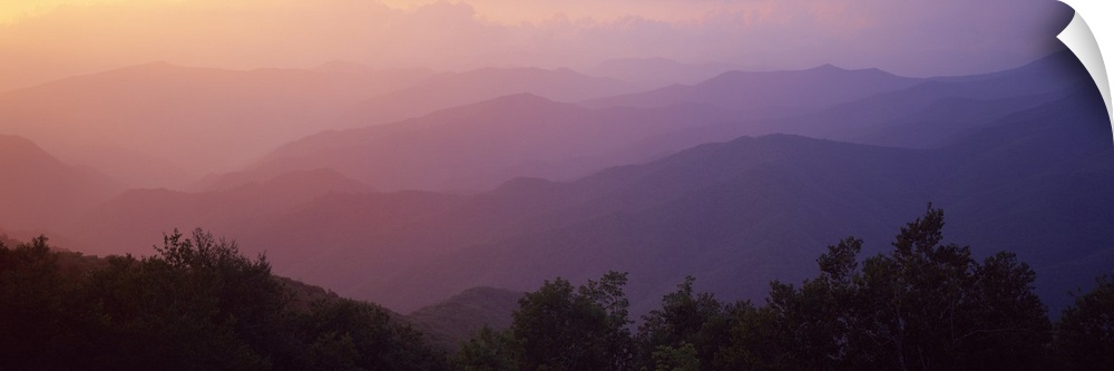 Silhouette of mountains at dusk, Blue Ridge Parkway, North Carolina,