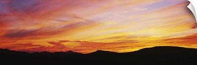 Silhouette of mountains at sunset, Lake Placid, Adirondack Mountains, New York State