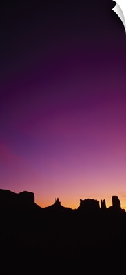 Silhouette of rock formations, Monument Valley Tribal Park, Arizona-Utah