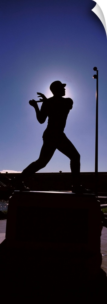 Silhouette of Willie Mays statue, San Francisco, California, USA
