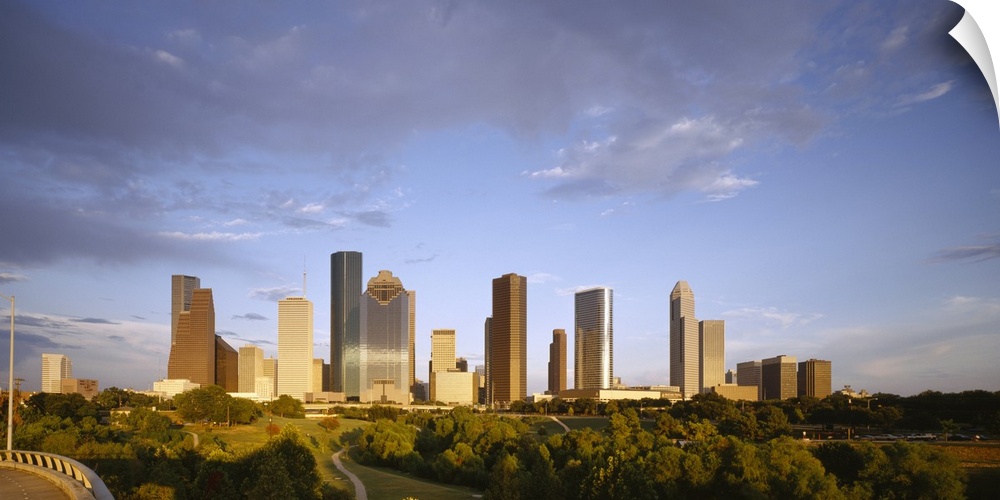 Skyscrapers against cloudy sky, Houston, Texas, USA