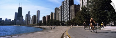 Skyscrapers at the waterfront, Oak Street Beach and Lakefront Bike Path, Gold Coast, Chicago, Cook County, Illinois