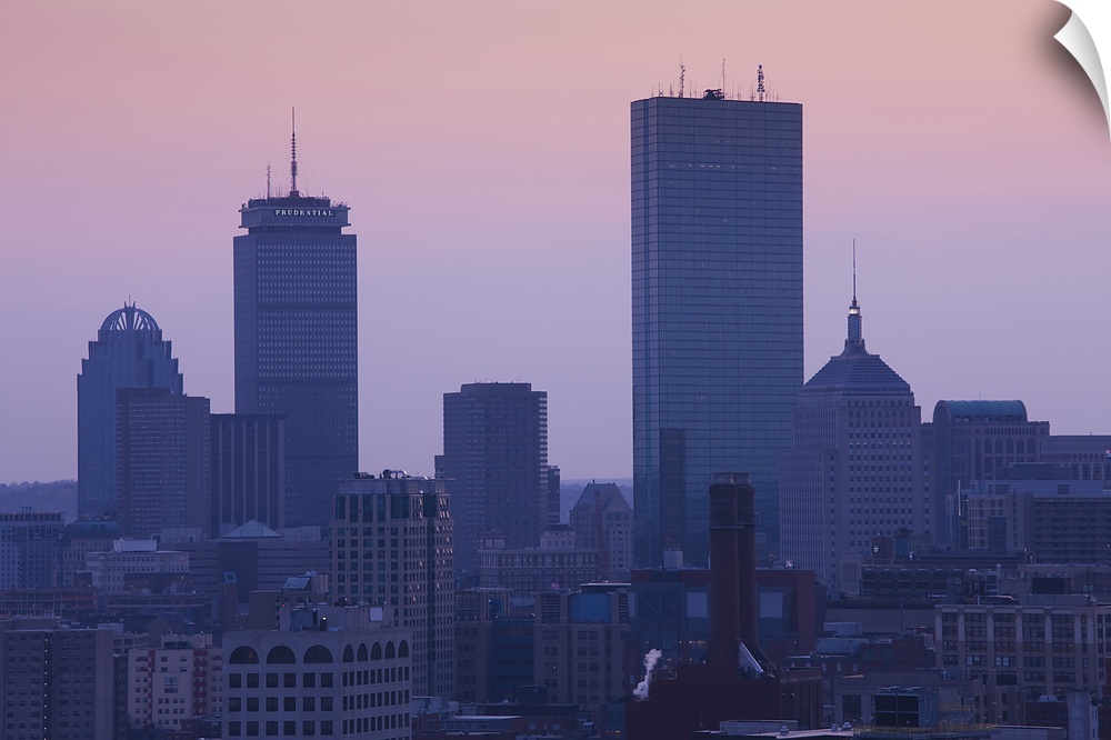 USA, Massachusetts, Boston, Back Bay, elevated view, dusk