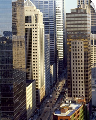 Skyscrapers in a city, Wacker Drive, Chicago, Cook County, Illinois