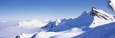 Snowcapped mountain range, Damuls, Faschina, Vorarlberg, Austria