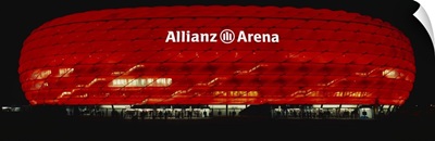 Soccer Stadium Lit Up At Night, Allianz Arena, Munich, Germany