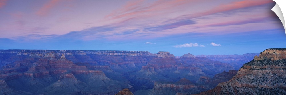 This is the south rim of the Grand Canyon at Mather Point at sunset.