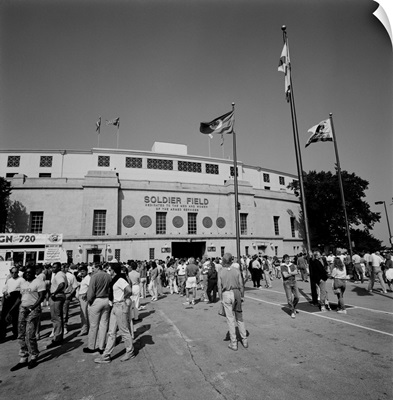 Spectators outside a football stadium, Soldier Field, Lake Shore Drive, Chicago, Illinois,