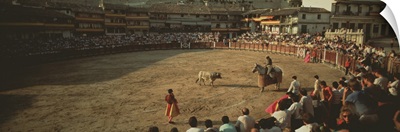 Spectators watching bullfighting in a stadium, Spain