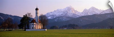 St Coloman Church and Alps Schwangau Bavaria Germany