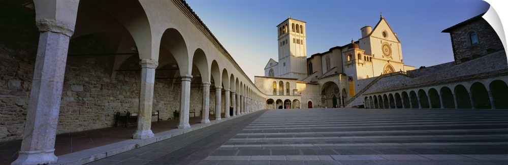 Staircase of a basilica Basilica of San Francesco dAssisi Assisi Perugia Province Umbria Italy