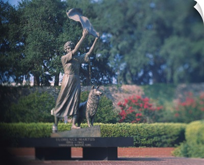 Statue in a garden, The Waving Girl, Savannah, Georgia