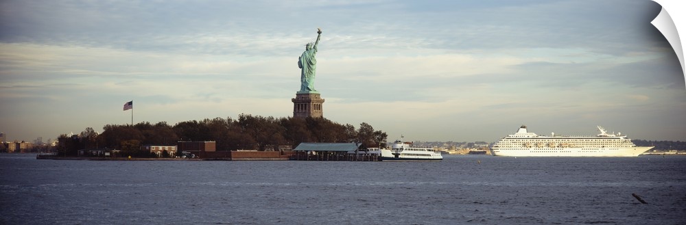Statue on an island in the sea, Statue of Liberty, Liberty Island, New York City, New York State