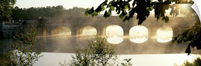 Stone Bridge in Fog Loire Valley France