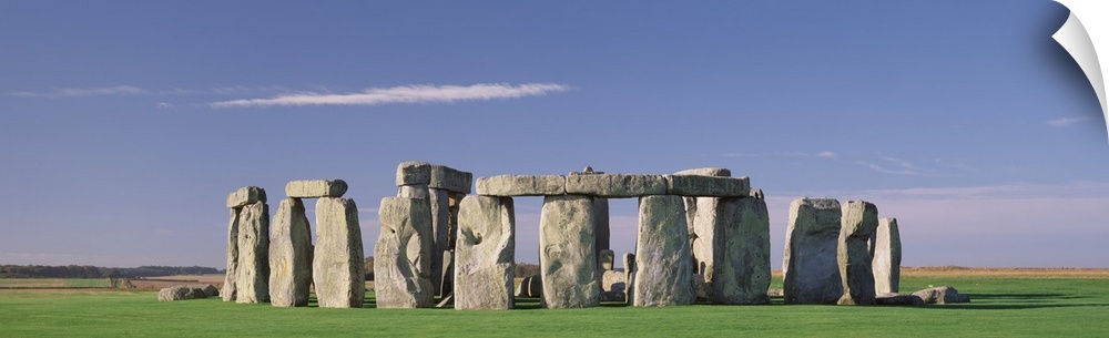 Panorama of the Stonehenge monument in Wiltshire, England.