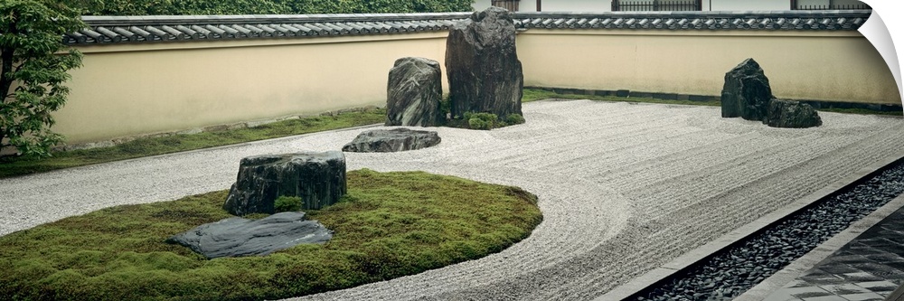 Stones in a garden, Zen Garden, Ryogen-In Temple, Kyoto Prefecture, Honshu, Japan