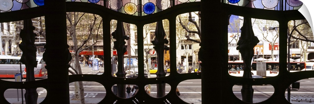 Street viewed through a building, Casa Batllo, Passeig De Gracia, Barcelona, Spain