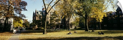 Students at a university campus, Harvard University, Cambridge, Massachusetts