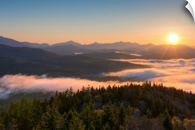 Sunrise over the Adirondack High Peaks from Goodnow Mountain, New York State