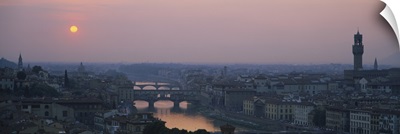 Sunset over a city, Florence, Tuscany, Italy