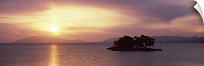 Sunset over a lake, Yomegashima Island, Lake Shinji, Matsue, Shimane Prefecture, Chugoku Region, Honshu, Japan