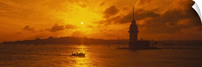 Sunset over a river, Bosphorus, Istanbul, Turkey
