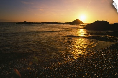Sunset over beach, Pacific Coast, Oregon, united states,