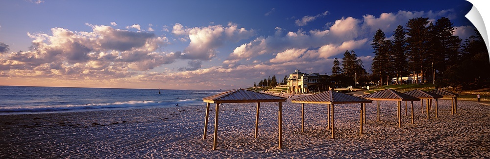 Sunshades on the beach, Indiana Tea House, Cottesloe Beach, Perth, Western Australia, Australia