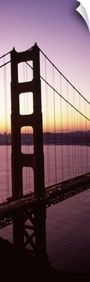 Suspension bridge at sunrise, Golden Gate Bridge, San Francisco Bay, San Francisco, California,
