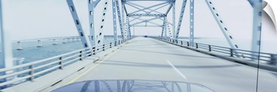 Suspension bridge viewed through a car, Chesapeake Bay Bridge, Outer Banks, North Carolina
