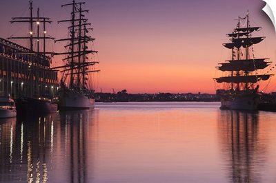 Tall ships by World Trade Center, Sail Boston Tall Ships Festival, Boston, Massachusetts