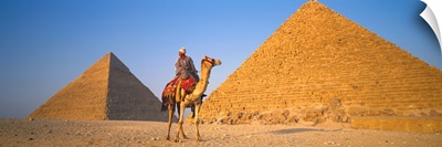 The Great Pyramids With Camel Rider Giza Egypt