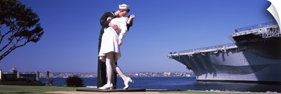 The Kiss between a sailor and a nurse sculpture Unconditional Surrender San Diego Aircraft Carrier Museum San Diego California