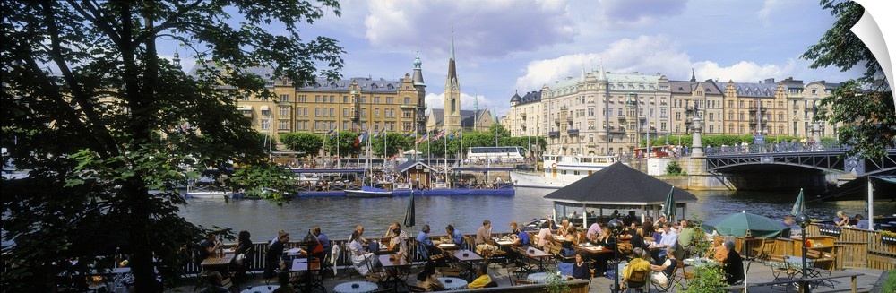 Tourist sitting in a restaurant, Djurgarden, Stockholm, Sweden