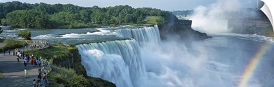 Tourists at a waterfall, Niagara Falls, Niagara River, Niagara County, New York State