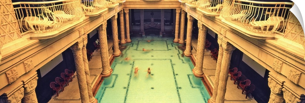 Tourists in a swimming pool, Gellert Baths, Budapest, Hungary