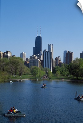 Tourists on paddleboats in a lake, Lincoln Park, Chicago, Cook County, Illinois,