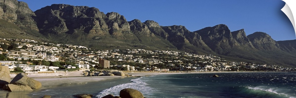 Town at the coast with a mountain range in the background, Twelve Apostle, Camps Bay, Cape Town, Western Cape Province, Re...