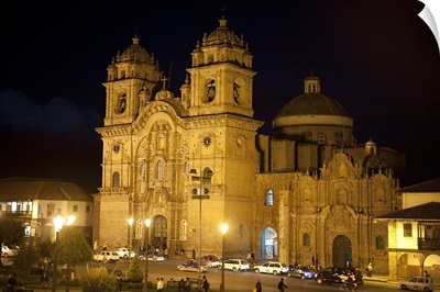 Town square lit up at night, Plaza de Armas, Cuzco, Cusco Province, Peru