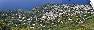 Town viewed from a chair lift Anacapri Capri Naples Campania Italy