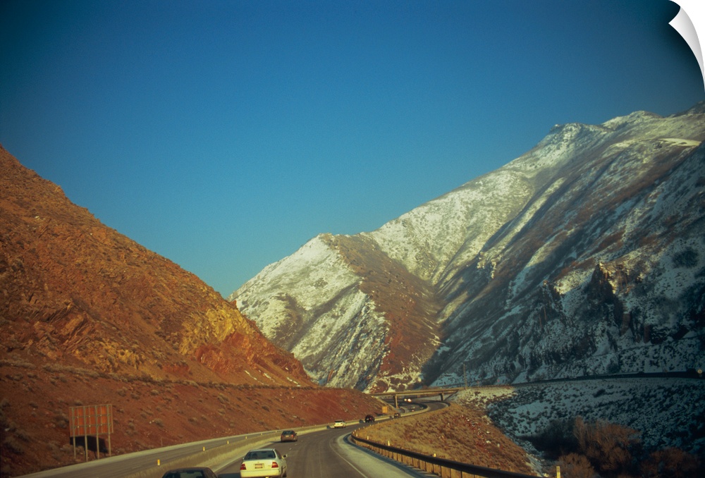 Traffic on the road, Interstate 80, Wasatch Mountains, Salt Lake City, Utah