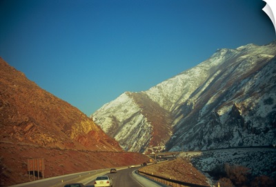 Traffic on the road, Interstate 80, Wasatch Mountains, Salt Lake City, Utah
